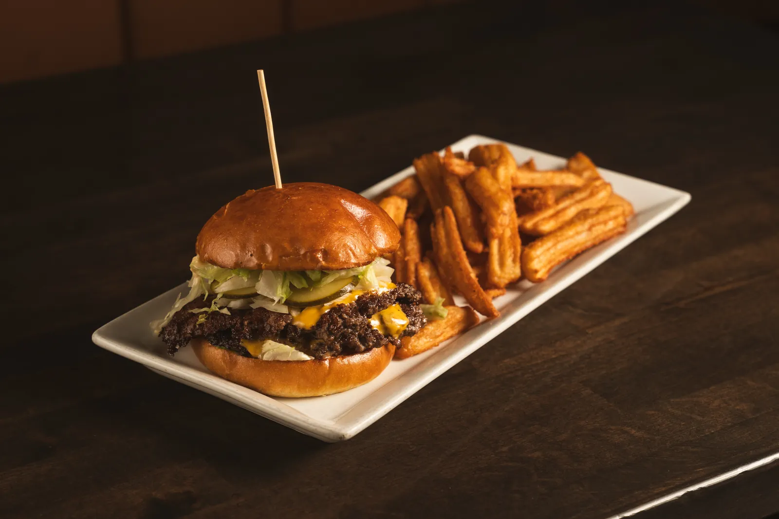 Smash burger and fries
